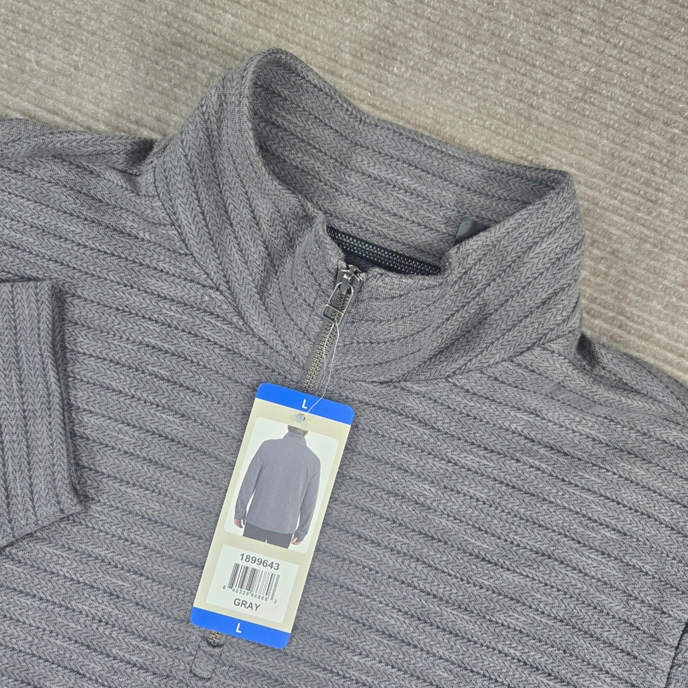 Dockers Mens L Gray Textured‎ Chevron Quarter Zip Pullover Sweater 1899643